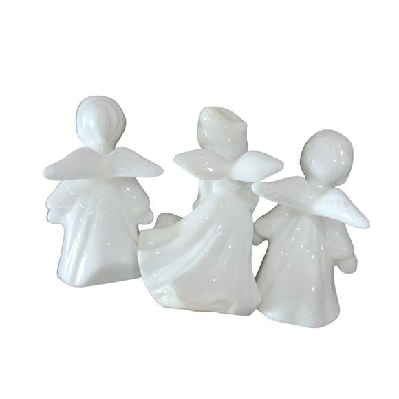 Vintage 1981 George Good Taiwan‎ Porcelain Angels Set of 3 White - Picture 4 of 6